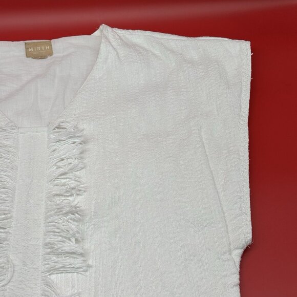 Mirth El Tule Caftan Women's Size Small Handmade Cotton Lined Fringe Mini Dress - Picture 3 of 12